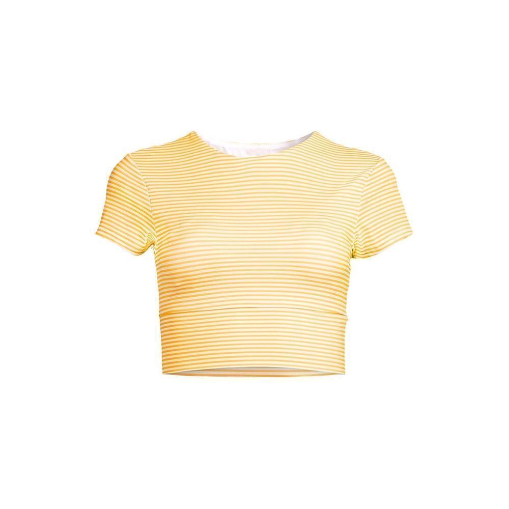 Land's End Plus Tugless Cap Sleeve Midkini Swim Top sweet mango mini stripe 22W